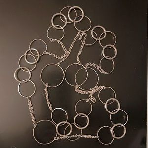 Silver ring sweater necklace